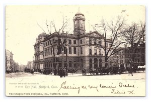 Postcard City Hall Hartford Conn. Connecticut c1905 Postmark Horse & Buggy