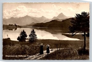 Weißensee Pfronten-Füssen RPPC 1957 German Alps Lake Scene