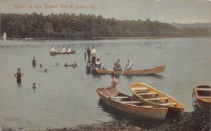 J74/ Beech Lake Pennsylvania Postcard c1910 Sport in the Water Boats 77