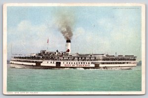 Transport~Steamer Ship City Of Toledo On Lake Erie~Detroit Pub Co Vtg Postcard