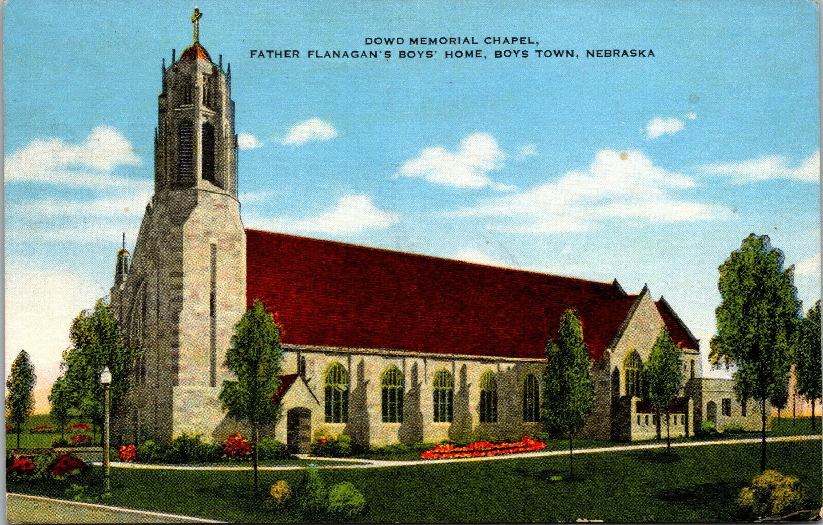 Vtg Boys Town Nebraska NE Dowd Memorial Chapel Boys Home 1940s Linen