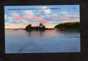 VT Rock Island Malletts Bay Lake Champlain Vermont Linen Postcard