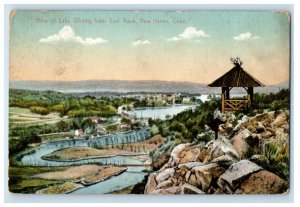 1909 View of Lake Whiting from East Rock, New Haven Connecticut CT Postcard 