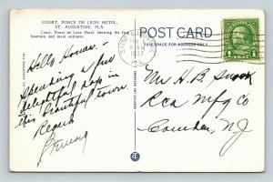 St Augustine FL-Florida, Ponce De Leon Hotel, Advertising Vintage c1937 Postcard 