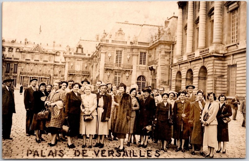 Palais De Versailles Groupof People Photograph France Real Photo RPPC Postcard