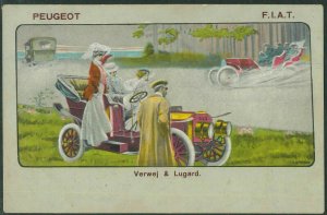 Lib955 - Illustrated Vintage ADVERTISING POSTCARD - PEUGEOT & FIAT Netherlands-