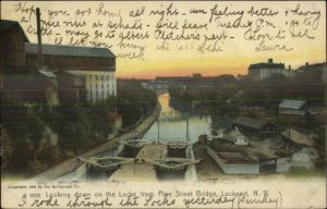 Lockport NY From Pine St. Bridge - Canal Locks c1905 Postcard - Rotograph