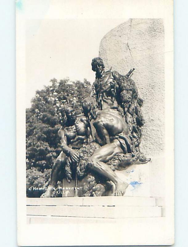 1950 rppc CHAMPLAIN MONUMENT Orillia Ontario ON HM4242