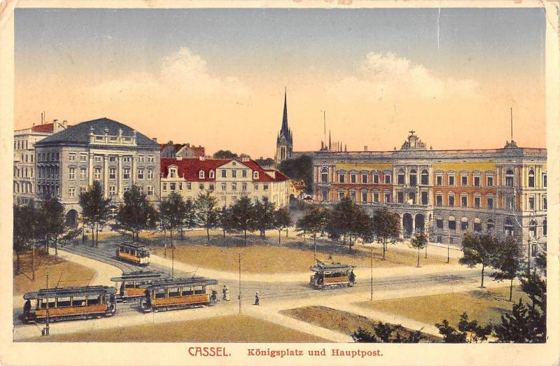 B99551 cassel konigsplatz und hauptpost  tramway tram kassel germany