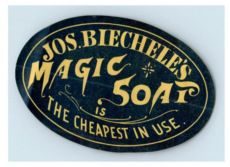 1880s-90s Victorian Label Scrap Card Jos. Biechele's Magic Soap F136