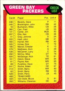 1976 Topps Football Card Green Bay Packers Checklist sk4344