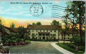 Spring Mill Inn Spring Mill State Park Mitchell Indiana Postcard Posted 1949