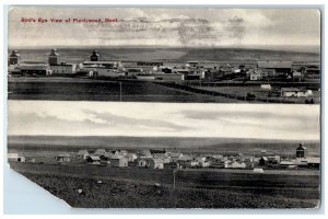 1913 Bird's Eye View Of Plentywood Montana MT Posted Residences House Postcard