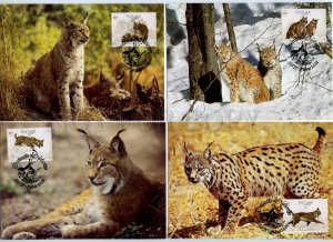 420717 PORTUGAL 1988 year WWF lynx set of First Day maximum cards