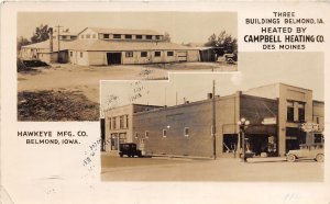 J48/ Belmond Iowa RPPC Postcard '34 2View Cambell Heating Co Hawkeye 253