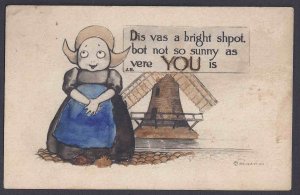 1913 Q1 ON PPC I LOVE YOU UPSIDE DOWN STAMP, COMIC GREETING, DAYTON OH