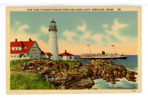 ME - Portland, Cape Elizabeth. Portland Head Lighthouse & NY Steamer