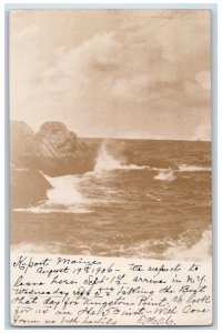 1906 Atlantic Ocean Coast Crashing Waves Kennebunkport ME RPPC Photo Postcard