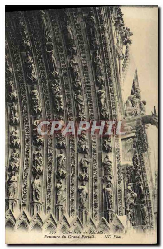 Postcard Old Cathedral of Reims Voussure the Grand Portal
