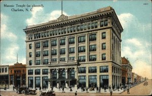 Charlotte North Carolina NC Masonic Temple Masons Fraternal c1910 Postcard