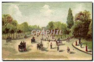 Old Postcard transparent map Paris Avenue Bois de Boulogne