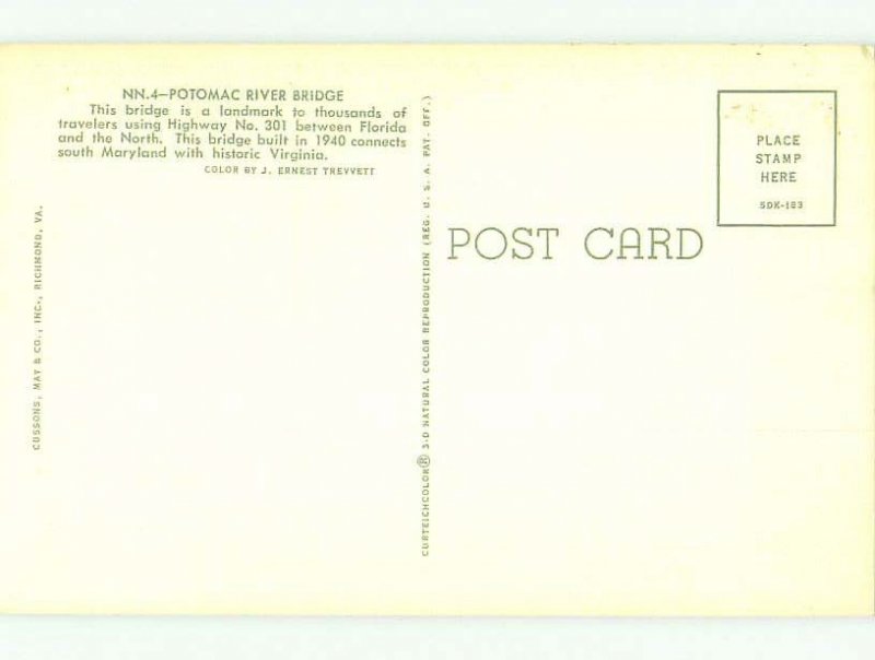 Unused Pre-1980 BRIDGE SCENE Alexandria Virginia And Washington DC HQ9574