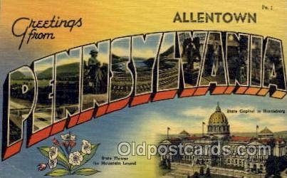 Allentown, Pennsylvania Large Letter Town Unused 