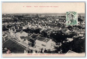 1911 Panorama Of The Indigenous Town Hanoi Tonkin Vietnam Antique Postcard