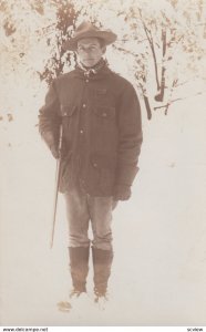 RP: Hunter with a gun in Winter , Canada , 00-10s