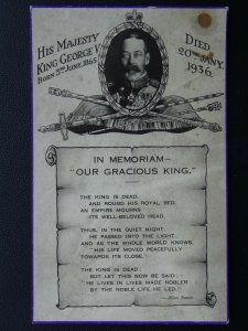 The Late King George V IN MEMORIAM - OUR GRACIOUS KING c1936 RP Postcard