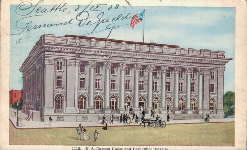 USA US Custom House and Post Office Seattle Washington Vintage Postcard 08.31