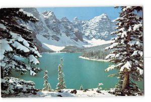 Banff National Park Alberta Canada Postcard 1967 Moraine Lake Snoweall Ten Peaks