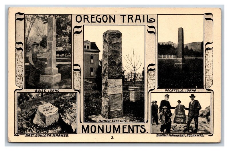 Monuments Multiview Oregon Trail Monument Expedition UNP DB Postcard G18