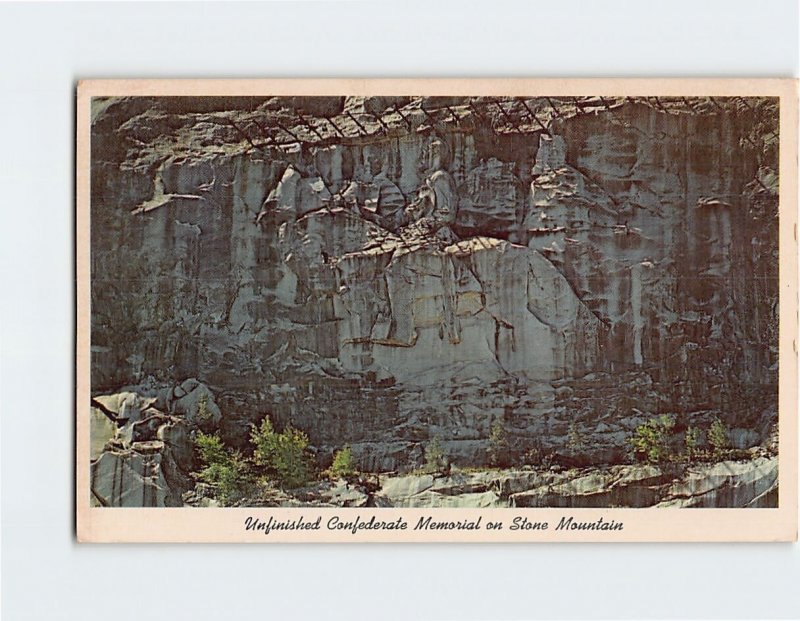 Postcard Unfinished Confederate Memorial on Stone Mountain, Georgia