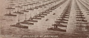 RPPC Photo British Royal Navy WWI Fleet at Spithead for King's Review c.1914