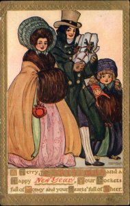 Archie Fuller Christmas Victorian Family Scene c1910 Vintage Postcard