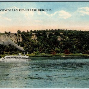 c1910s Dubuque, IA Riverside View @Eagle Point Park Steamer Sternwheeler PC A216