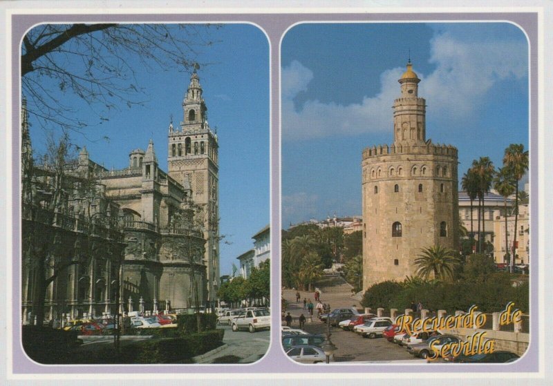 Spain Postcard- Sevilla - Combinada - The Cathedral and The Torre Del Oro RR8429