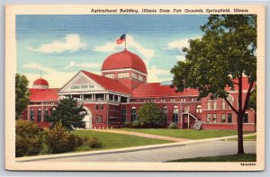 Springfield IL~Agricultural Bldg~Illinois State Fair Grounds~1949 Linen Postcard