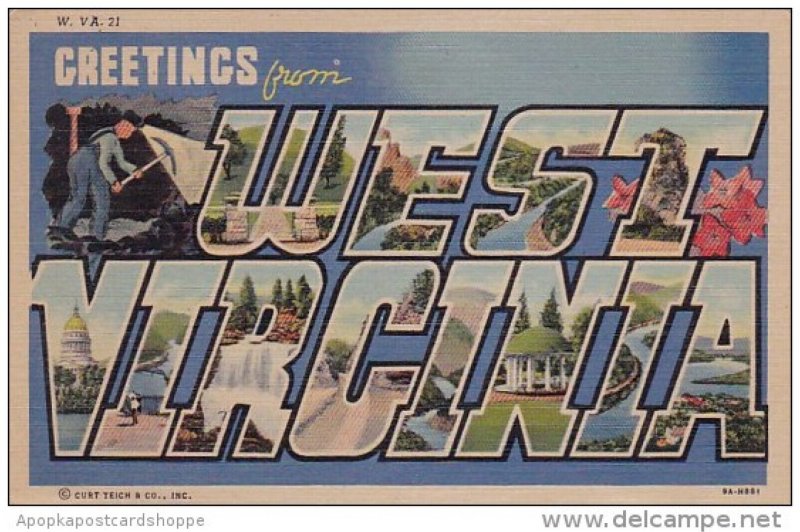 Greeting Card Greetings From West Virginia 1950