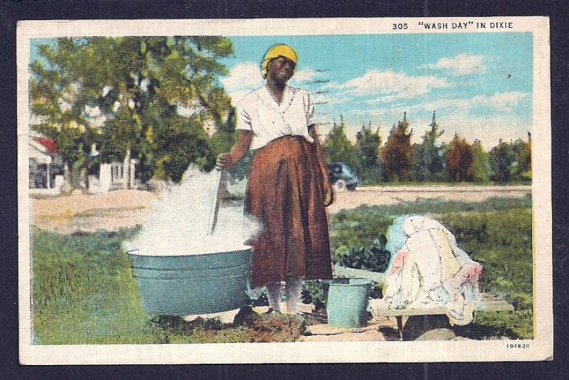 'Wash Day' in Dixie Black Woman Used c1936