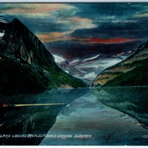 c1900s Laggan, Alberta, Canada Lake Louise Reflections Night Litho Photo PC A137