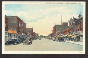 NORFOLK NEBRASKA DOWNTOWN STREET SCENE OLD CARS STORES