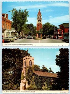 2 Postcards NIAGARA on the LAKE, Canada ~ CLOCK TOWER & ST. MARK'S CHURCH 4x6