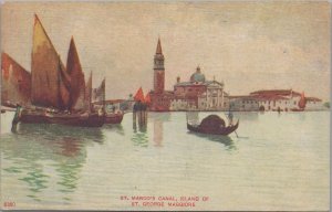 Postcard St Marco's Canal Island of St George Maggiore Italy