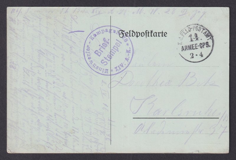 Vinatge postcard GERMANY WWI Barracks Hofmann Feldpost