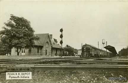 Plymouth IN Railroad Train Station Depot RPPC Postcard