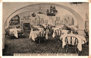 Vintage Postcard 1920's New England Room Prince George Hotel Suite New York NY