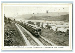 1928 National Limited Train Potomac River Baltimore Ohio Railroad Postcard 