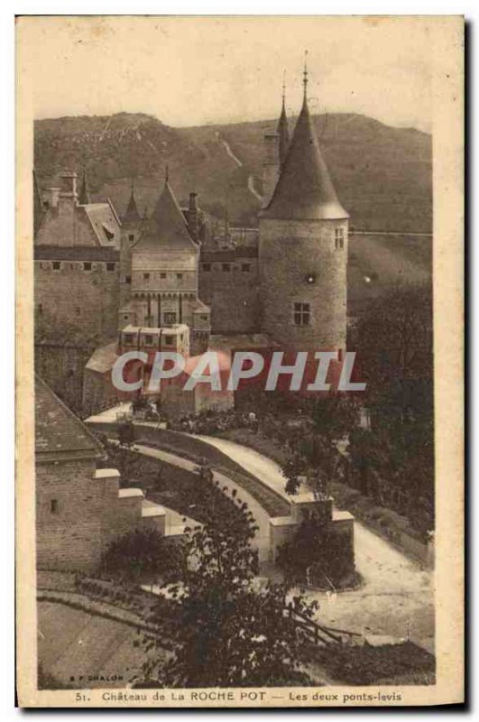 Old Postcard Chateau La Roche Pot Two drawbridges